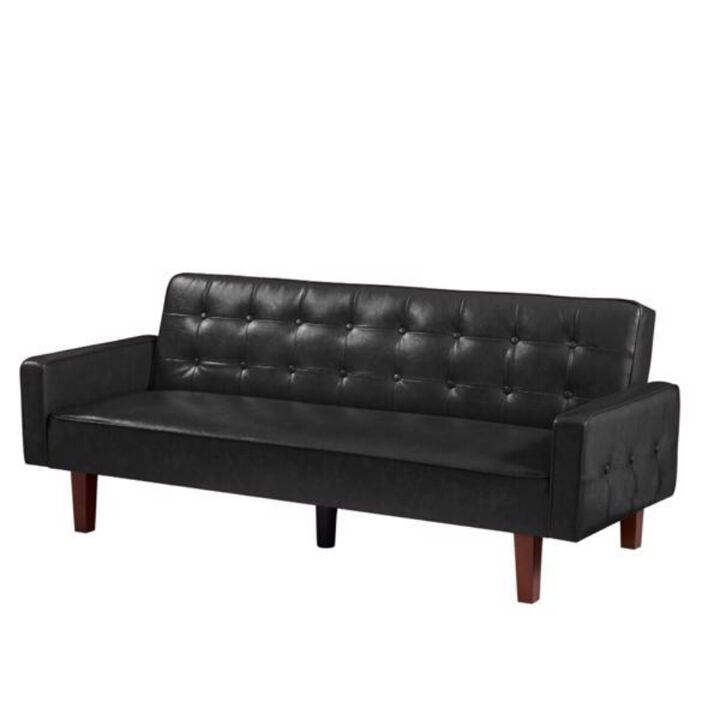 Modern PU Leather Sofa, Convertible Double Futon with Tufted Design