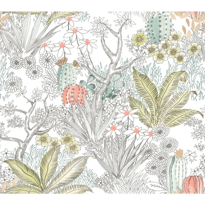 Flowering Desert Grey Peel & Stick Wallpaper