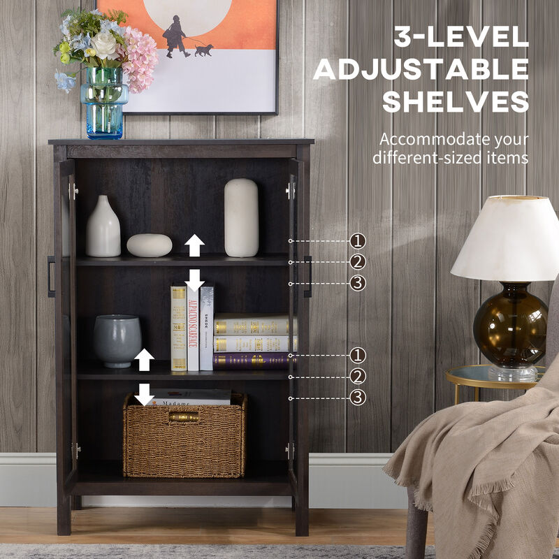 Modern Sideboard Storage Cabinet w/ Adjustable Shelf for Dining Room, Brown