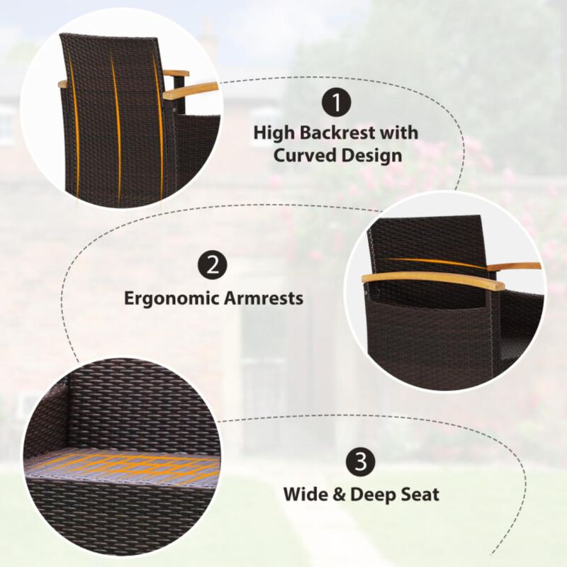 Hivvago 3 Pieces Patio Rattan Furniture Set with Removable Cushions