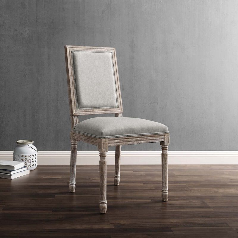 Modway Court French Vintage Upholstered Fabric Two Dining Chairs in Light Gray image number 7