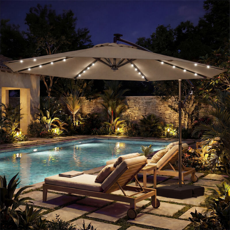 4 foot patio umbrella PURPLE LEAF 15x9ft Double-Sided Rectangular Outdoor Market with Base, Light Grey shading brunch and leisure Outdoor 11 x 9 ft