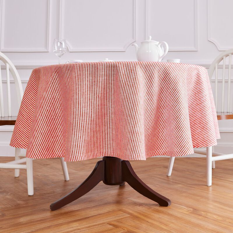 Linen Round Tablecloth - Narrow Stripe