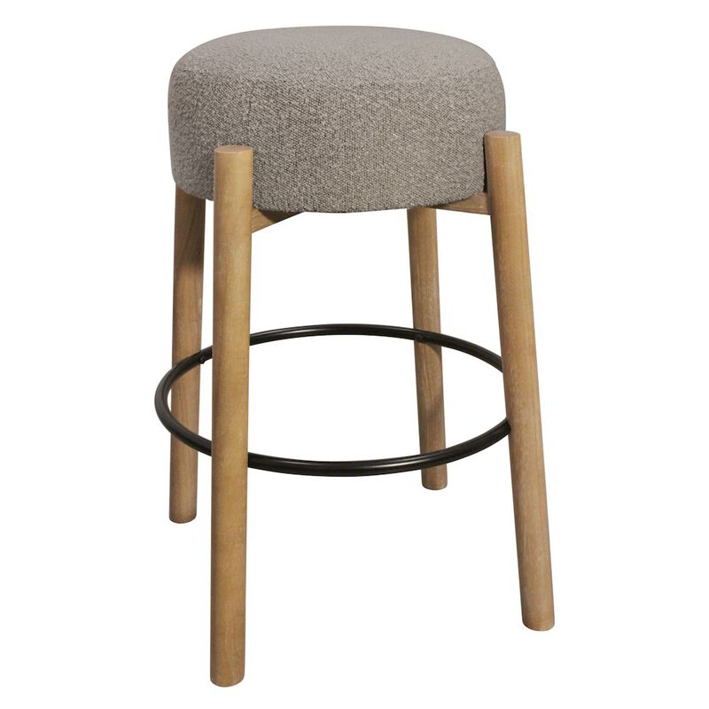 Natalia Barstool in Gray Boucle Fabric 2-Piece Set