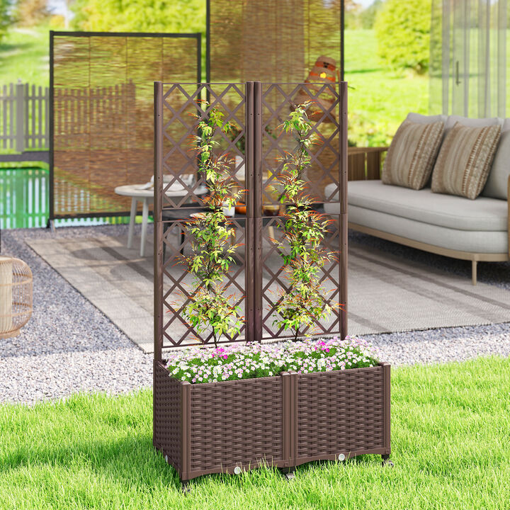 Hivvago Mobile Self-Watering Raised Planter with Trellis