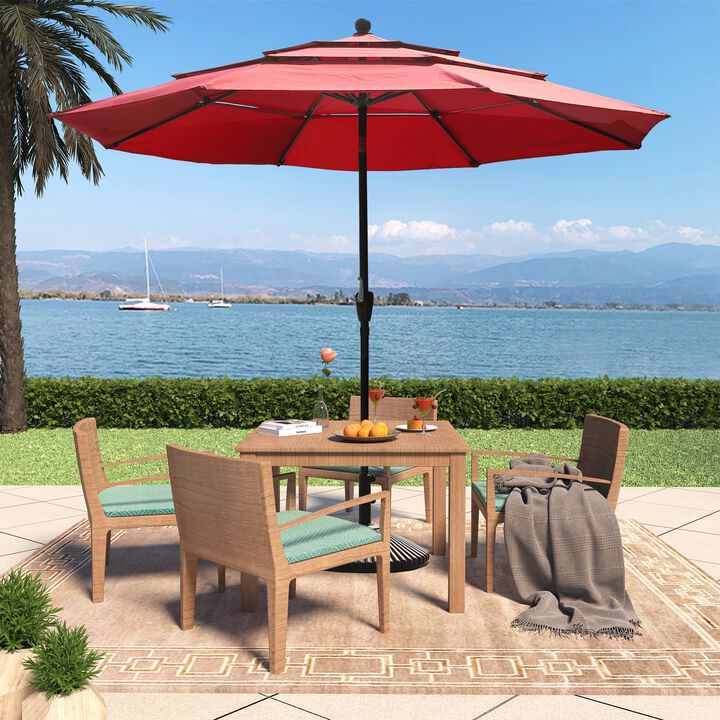 10 FT Patio Umbrella 3-Tier Outdoor Patio Table Umbrella Large Umbrella Pool Umbrella For Deck, Pool, Garden, Patio-Navy Blue