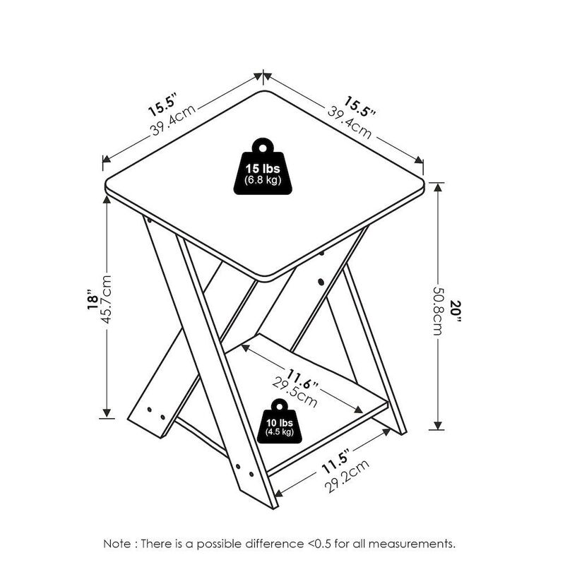 Modern Simplistic Criss-Crossed End Table, Black Espresso, Set of 2