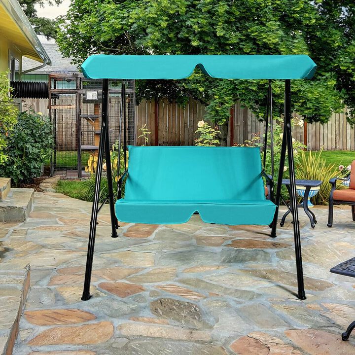 Mondawe 2 Person Weather Resistant Canopy Swing for Porch Garden Backyard Lawn