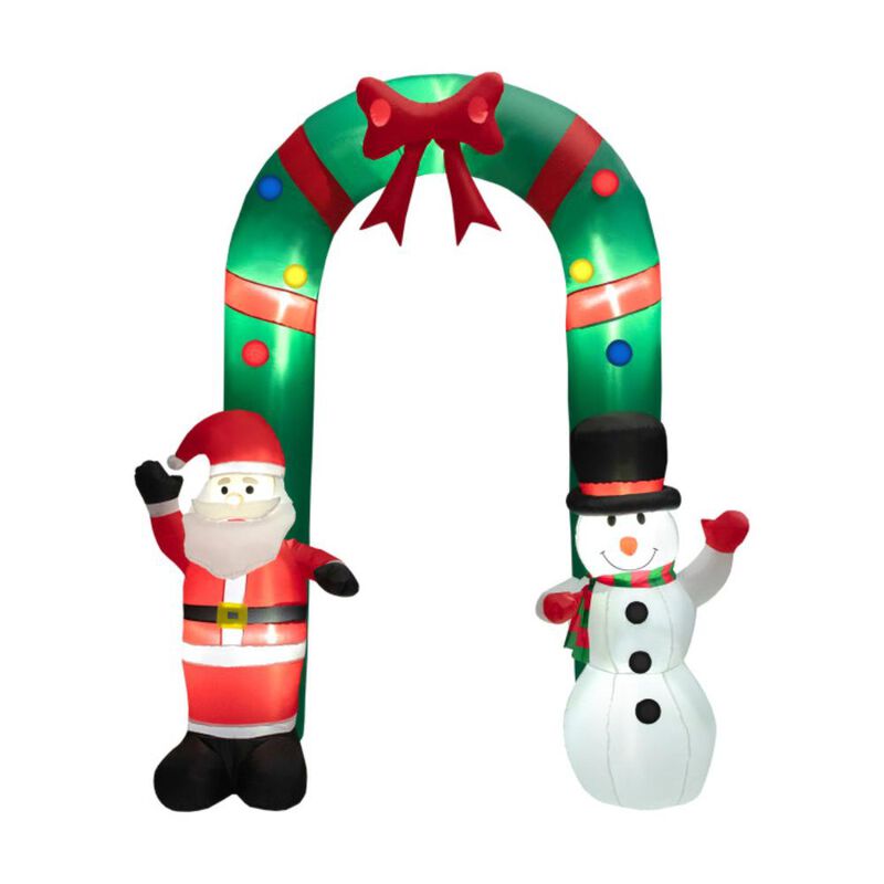 Hivvago 8 Feet Christmas Inflatable Archway with Santa Claus and Snowman