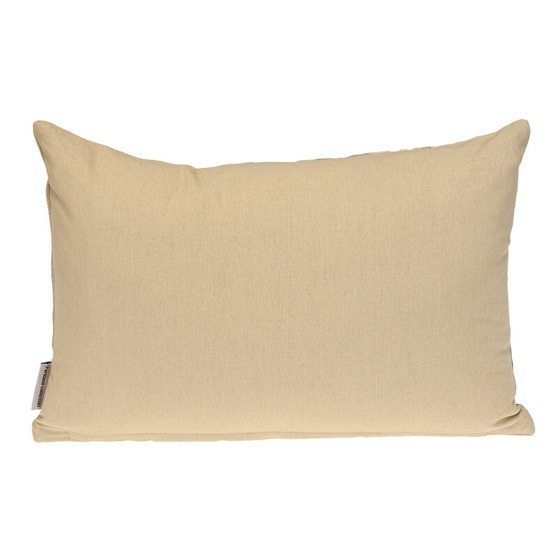 HomeRoots 14" X 20" Beige and Gold Striped Cotton Blend Throw Pillow image number 2