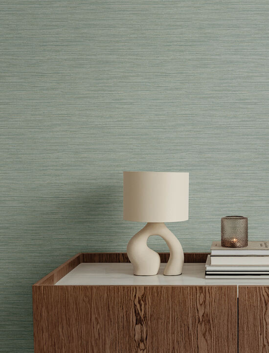 Sheehan Sea Green Faux Grasscloth Wallpaper
