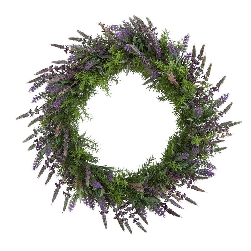 Nearly Natural 24-in Lavender Artificial Wreath image number 2
