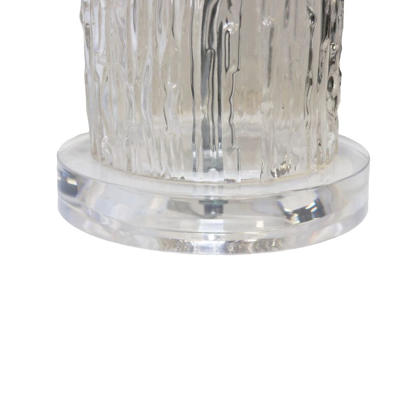 Pasargad Home Modern Textured Glass Table Lamp with White Drum Shade