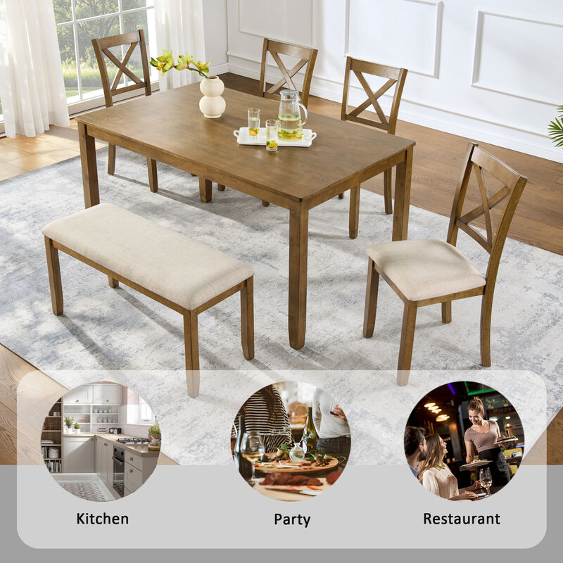 Wurvni 6‑Piece Farmhouse Dining Table Set image number 5