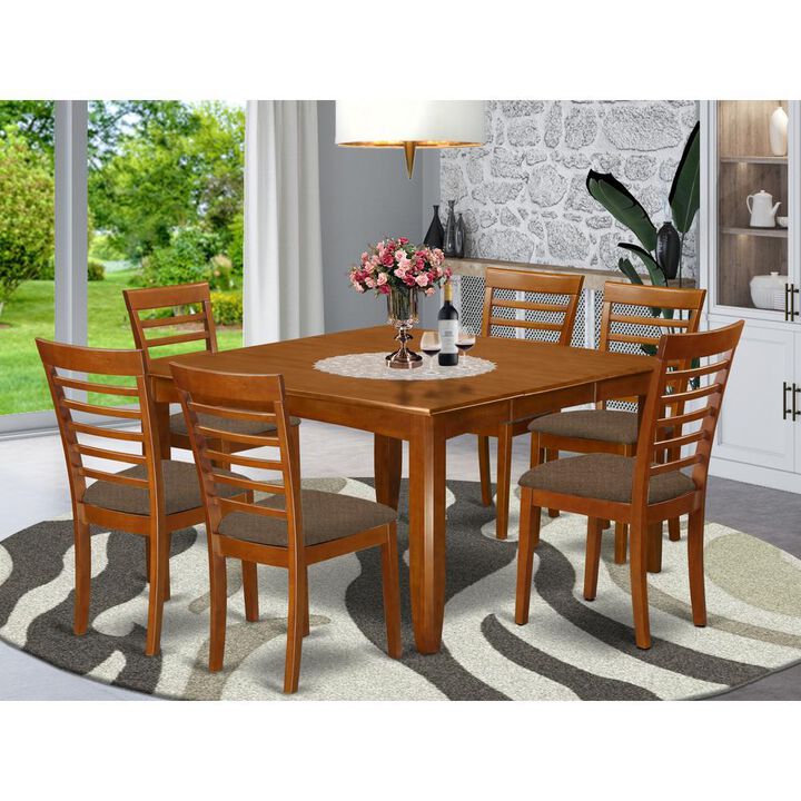 7 PC Dining room set-Table with Leaf and 6 Dinette Chairs