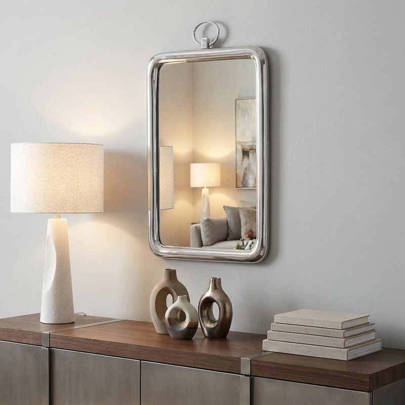 HomeRoots 18" Silver Aluminum Framed Accent Mirror image number 1