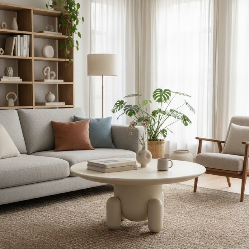 White Gloss Round Coffee Table | OROA Modern Gabby image number 1