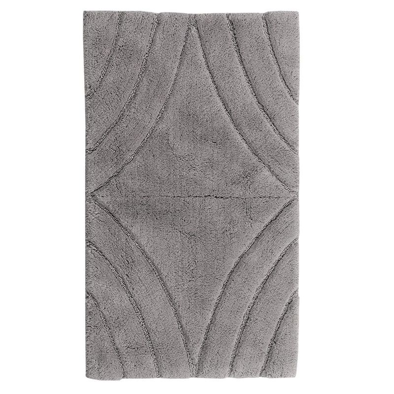 Knightsbridge Diamond 220 GSF Non Skid Back Bath Rug 20 x 30 - Silver