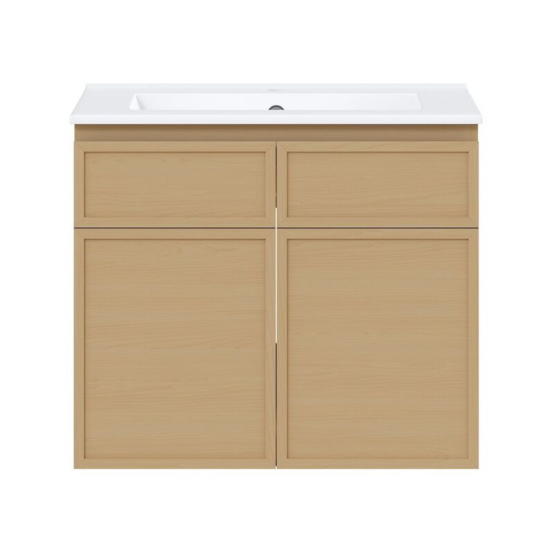 St. Tropez 24" Wall-Mounted Bathroom Vanity in Natural Oak with Sink Top image number 0