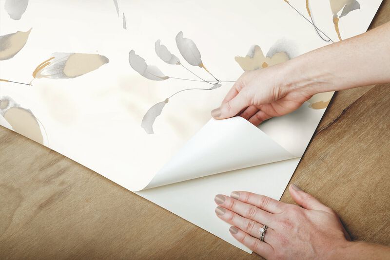 Linden Flower Soft Neutral Peel & Stick Wallpaper (Double Roll) image number 6
