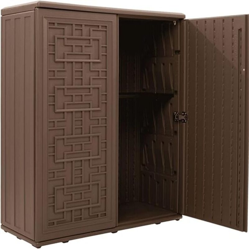 Storage Cabinet Waterproof with 1 Shelf, 60-Gallon Indoor & Outdoor Resin Deck Box