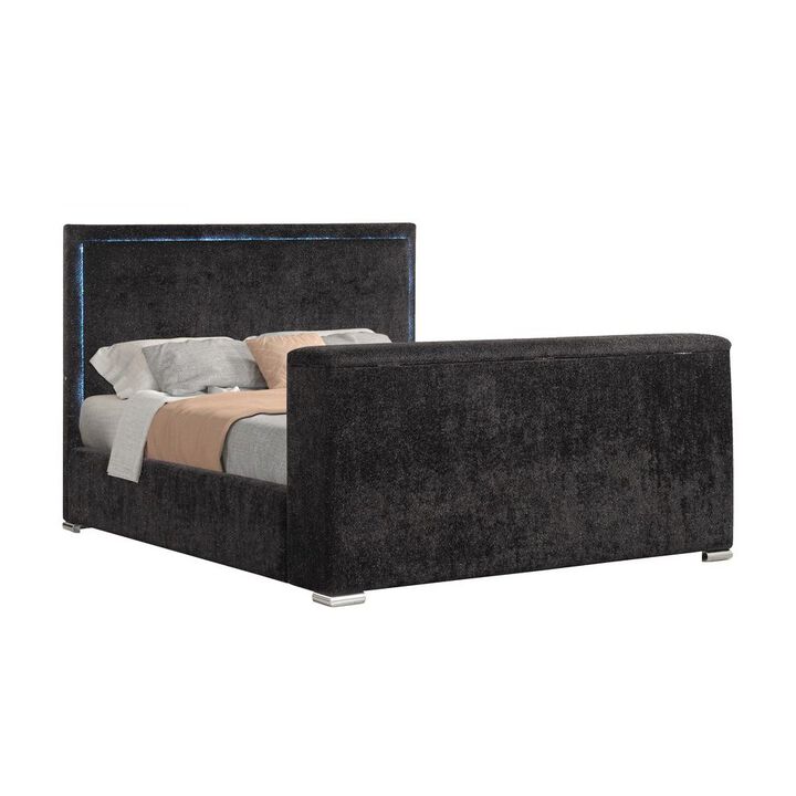 Best Master Furniture Modern Upholstered Bed Frame with Hidden TV Lift Storage, California King, Black