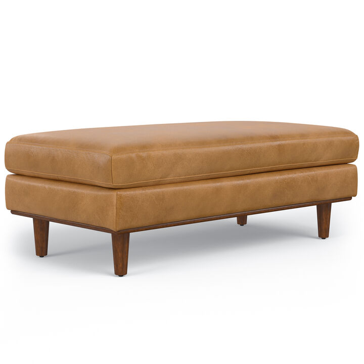 Morrison 49 inch Wide Mid-Century Modern Table Ottoman in Sienna Top Grain Genuine Leather