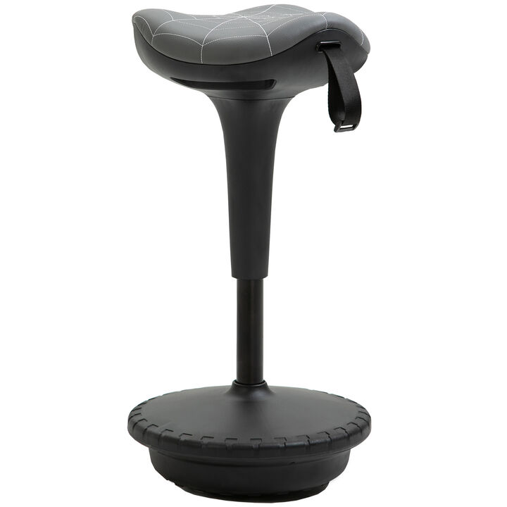 Vinsetto Lift Wobble Stool Standing Chair with 360° Swivel, Tilting Balance Chair with Adjustable Height and Saddle Seat for Active Learning Sitting, Grey