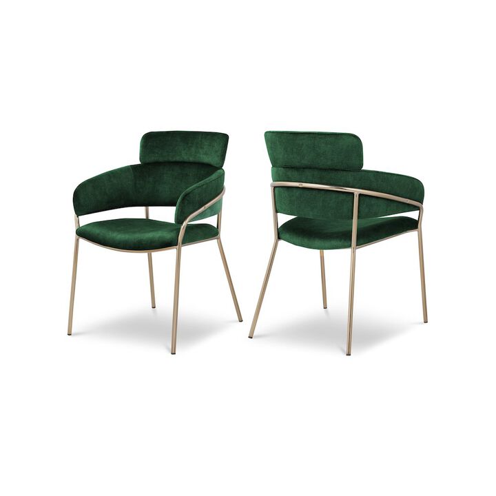 Meridian Furniture Yara Green Velvet Dining Chair, Set of 2