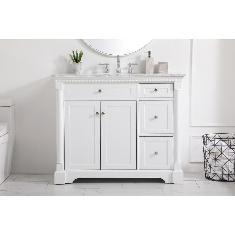 Elegant Kitchen and Bath 42 inch Single bathroom vanity in  White