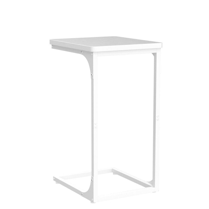 QEEIG C Table Side Table Set of 2 Living Room Sets C Shaped Couch Tray End Tables Modern, White (017-30-002WW) image number 3
