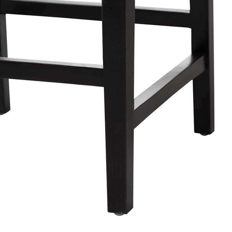 bali & pari Alise Handwoven Seagrass Bar Stool with Mahogany Wood Frame - Bar-Height Chair with Woven Back and Seat for Kitchen Island or Home Bar, Dark Brown