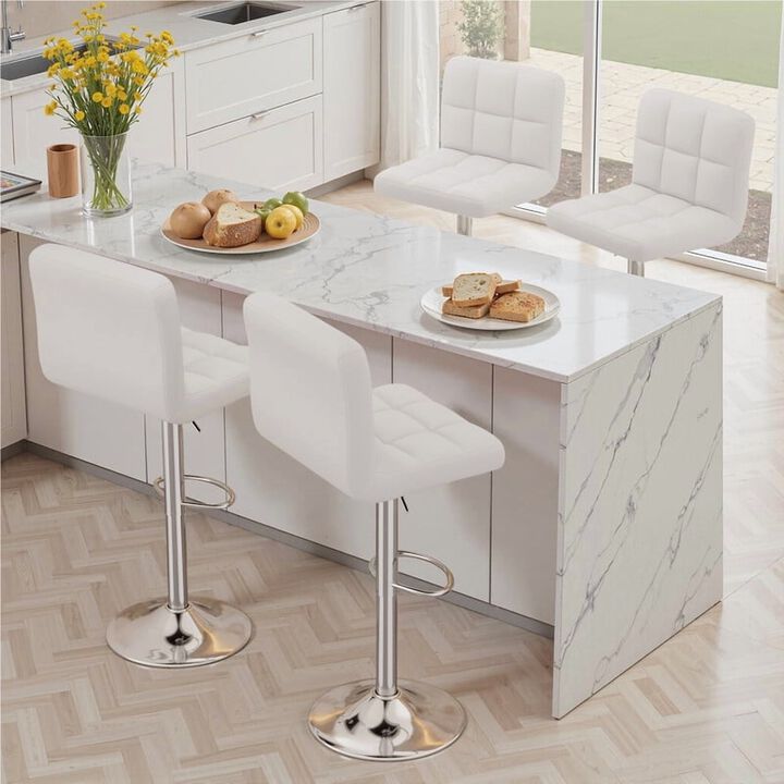 Leather Swivel Bar Stools Set of 2, Durable Adjustable Counter Height Stools with Thickened Backrest, Lightweight Iron Frame 360&deg; Kitchen Island Chairs