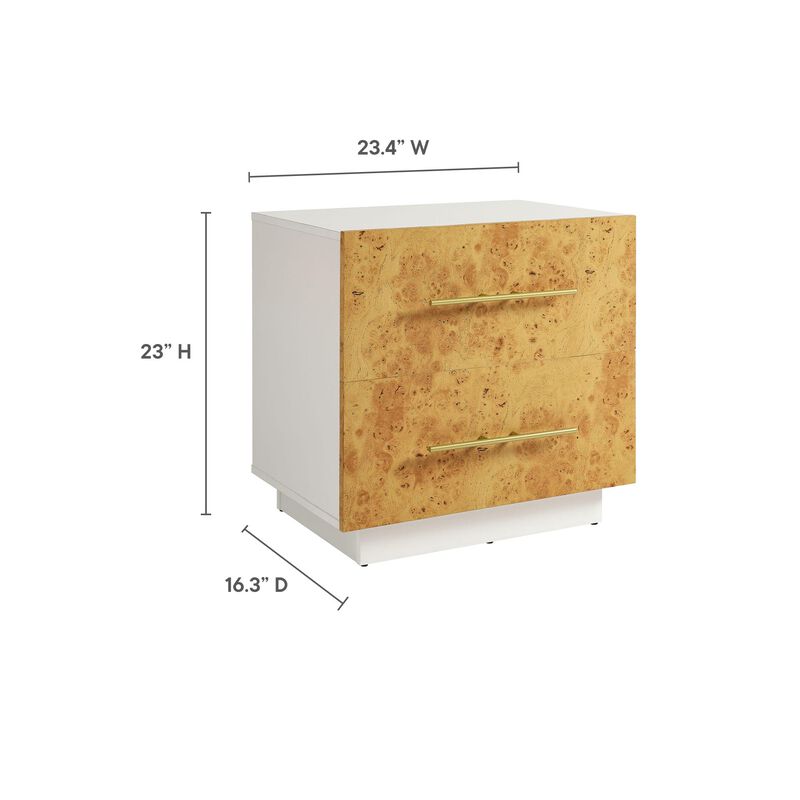 Modway ABEL 2 Drawer Nightstand in White Bleached Burl image number 2
