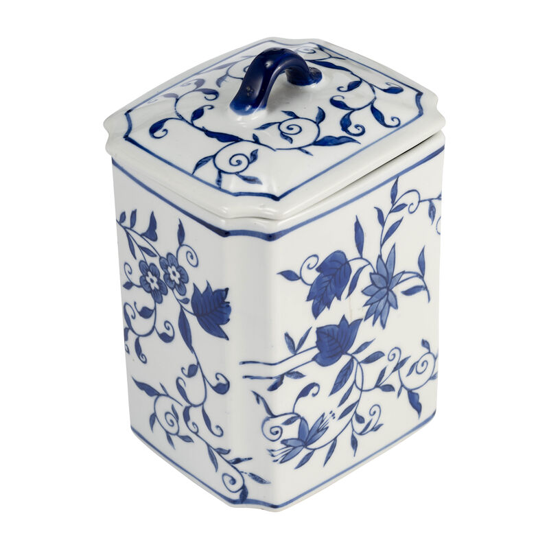 Ceramic Box Jar With Lid, Blue image number 4