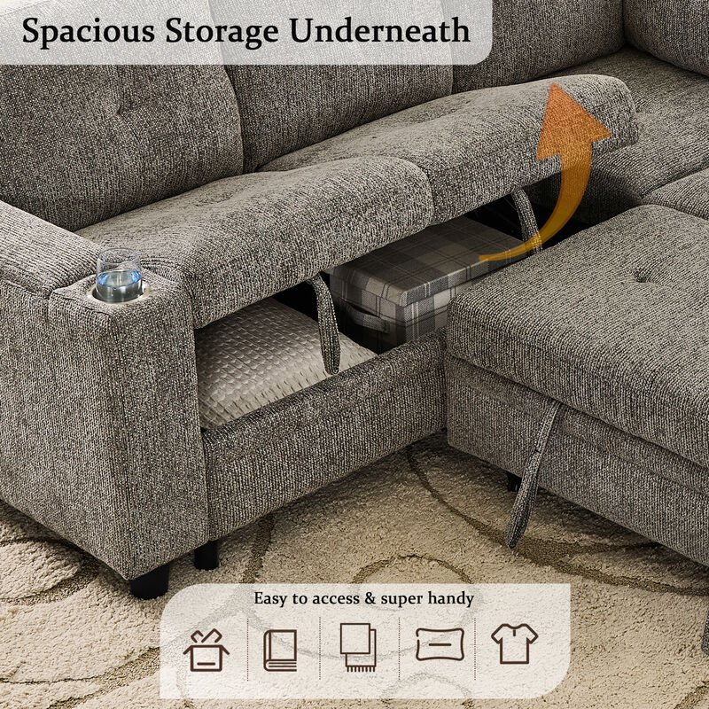 Foje L‑Shaped Convertible Sectional Sleeper Sofa image number 6