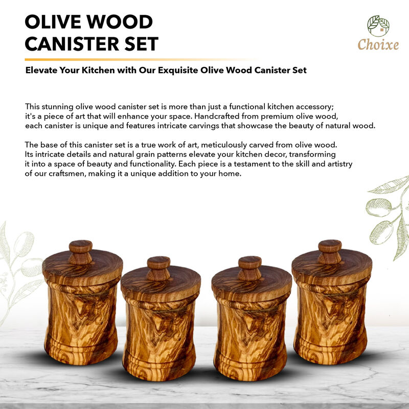 Olive Wood 4-Canister Set plus Base image number 2