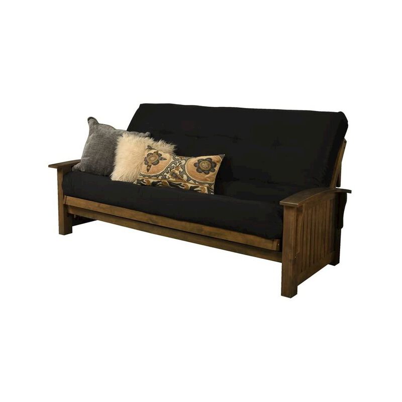 Washington Queen Frame-Rustic Walnut Finish-Suede Black Mattress image number 0