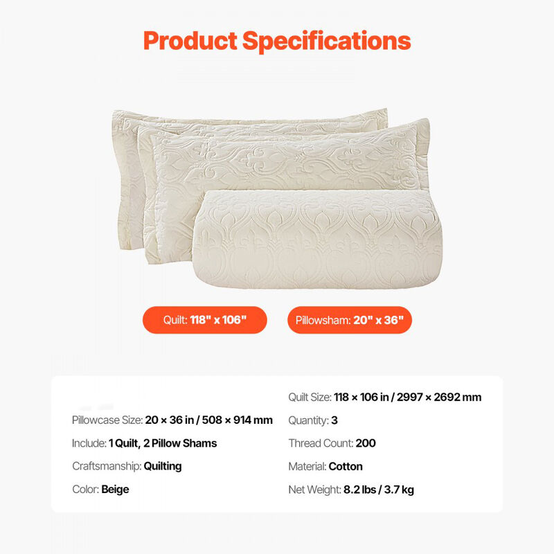 King Quilt Set 3 Piece, Lightweight Cotton Bedding Set with Pillow Shams image number 2