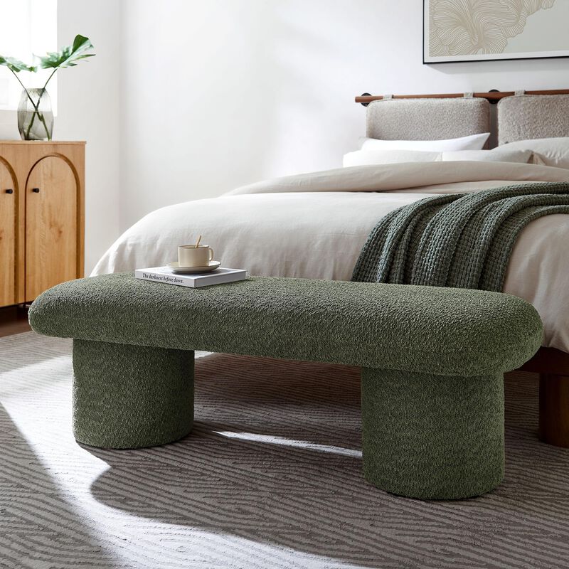 Modway Orla Chenille Upholstered Bench in Cream image number 1