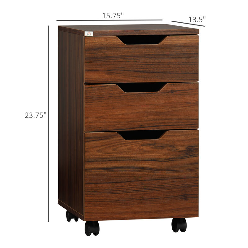 Hivvago Rolling 3-Drawer File Cabinet for Office Storage image number 2