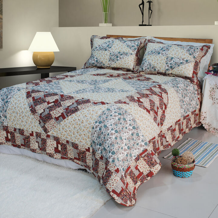 Floral Journey 2 Piece Cotton Floral Quilt Set Soft Quilted Twin Bedding