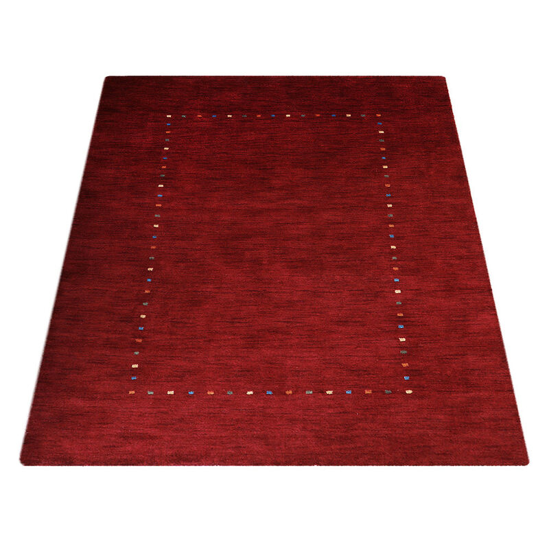 RUGSOTIC CARPETS HAND KNOTTED LOOM WOOL ECO-FRIENDLY AREA RUGS  - 8'x11', Rectangle, Red Color, Contemporary Modern Design, High Pile Thick Handmade Anti Skid Rugs for Living Room (L00105)