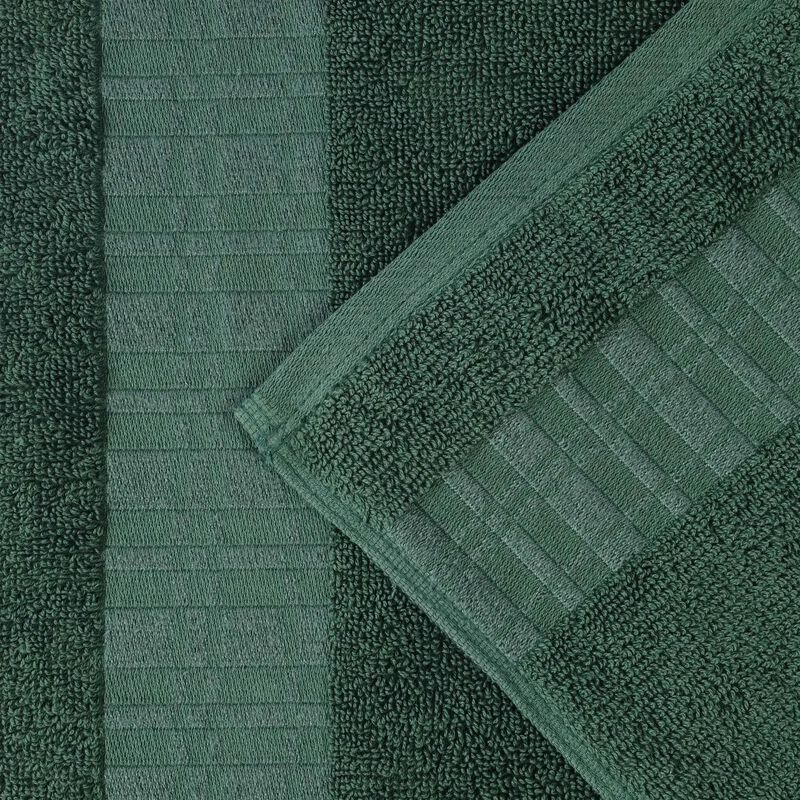 4-Piece Cotton Bath Towel Set with Geometric Border Design image number 2