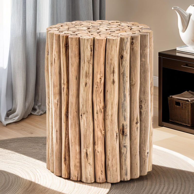 Raveliqua White Wood-Stick End Table image number 1