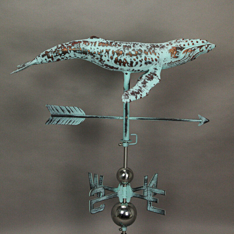 Verdigris Copper Humpback Whale Weathervane Roof Mount Home Garden Decor Art image number 3