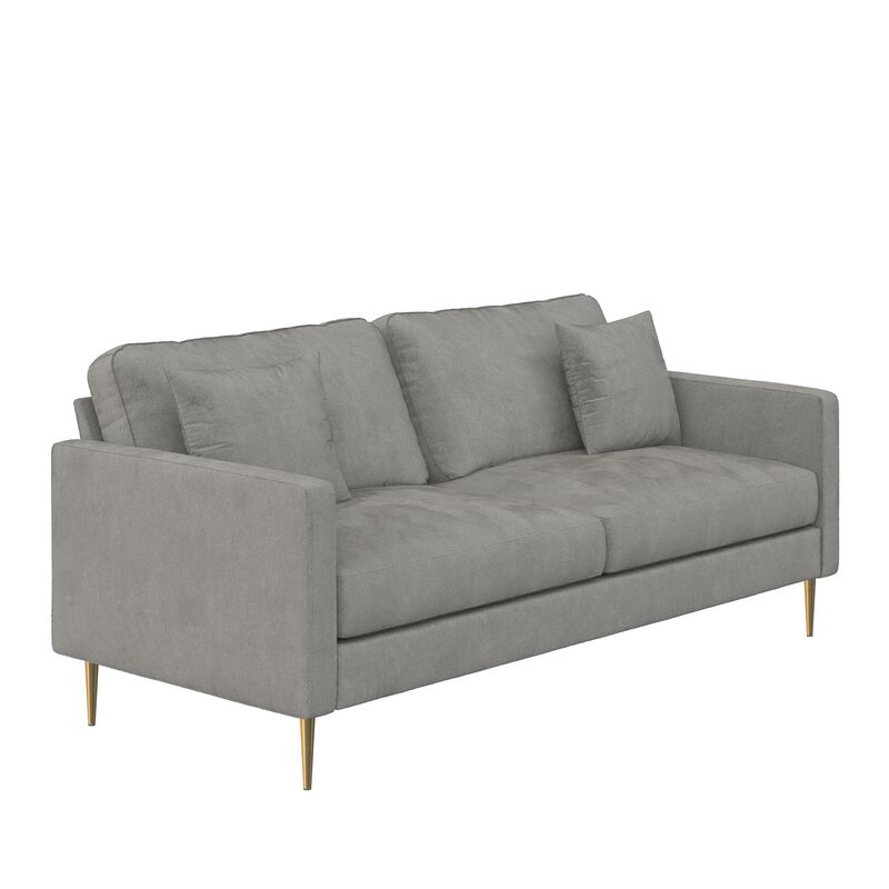 CosmoLiving by Cosmopolitan Highland 72" Velvet Sofa with Matching Pillows, Gray image number 5