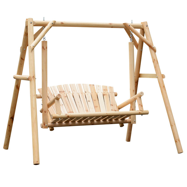 Hivvago Outdoor & Indoor Wooden Swing Bench, 2-Seater