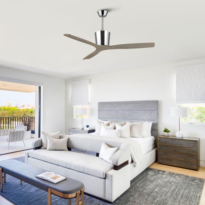 54 in. Brushed Nickel Solid Wood Blades 6-Speed Ceiling Fan with Remote without Light