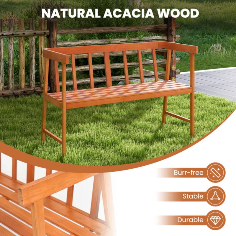 Hivvago Outdoor Eucalyptus Wood Bench with Backrest and Armrests